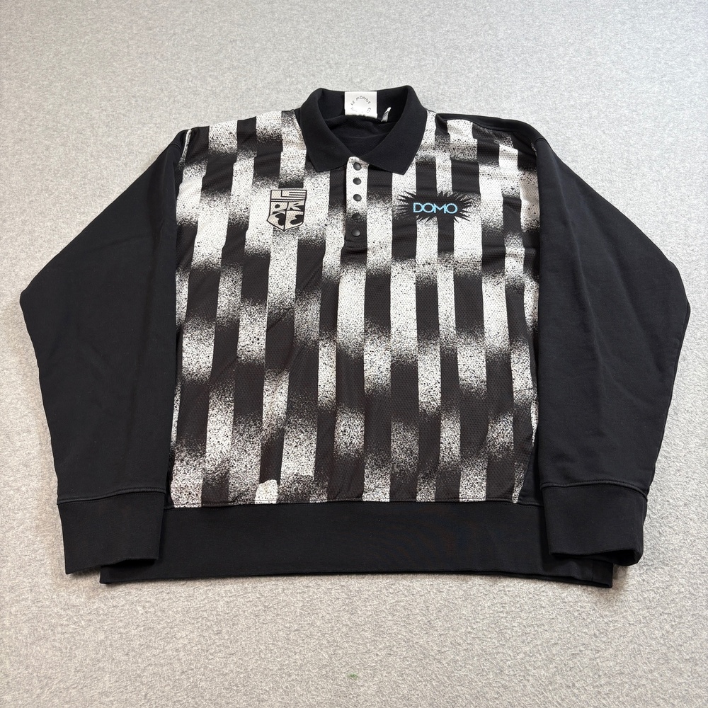 Le Père Pullover Mens Large Black White Long Sleeve Domo Pattern Polo Portugal